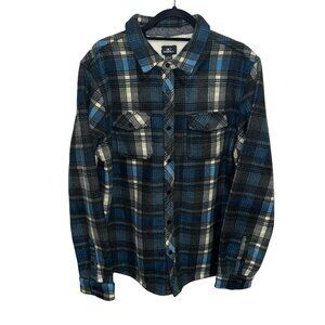 O'neill Men's Blue/ Black Collard Superfleece Flannel Shirt/Jacket Sz L  NWT